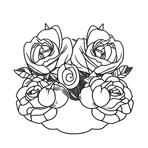 flowers with name "Thor" and "Kira" on the stem tattoo design idea