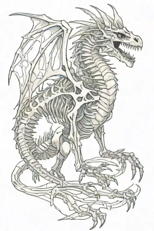 dragon skeleton tattoo design idea