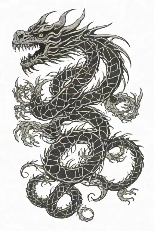 dragon skeleton tattoo design idea