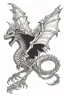 dragon skeleton flying tattoo design idea