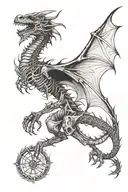 dragon skeleton flying tattoo design idea
