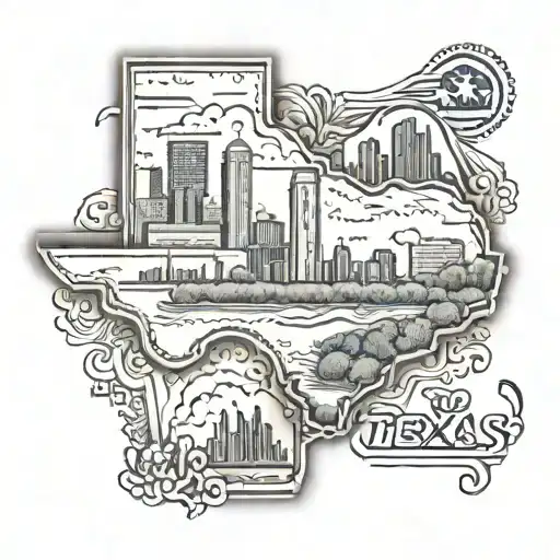 Texas outline with dallas , tx skyline tattoo design idea