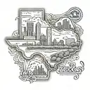 Texas outline with dallas , tx skyline tattoo design idea