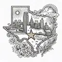 Texas outline with dallas , tx skyline tattoo design idea