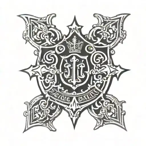 Salvation army crest Ukraine tryzub trident intertwined tattoo design idea