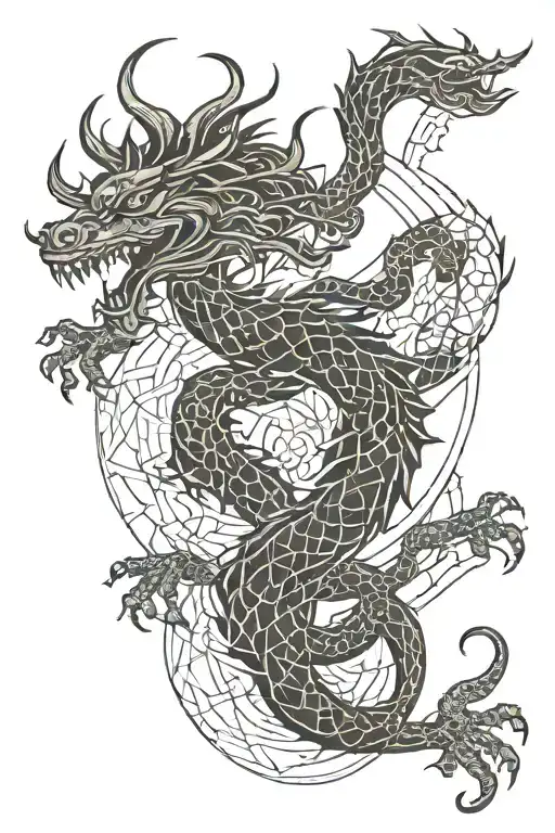 oriental dragon motif tattoo design idea