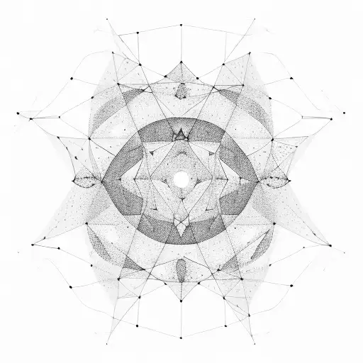 A geometric representation of the Milky Way galaxy with stars and constellations, symbolizing the vastness of space and the interconnectedness of all things tattoo design idea