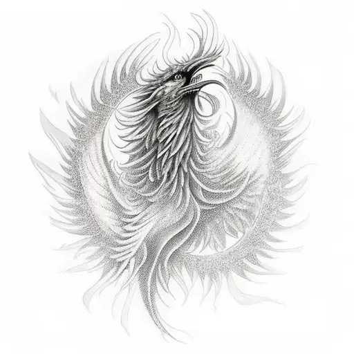 Phoenix rising from ashes tattoo design idea