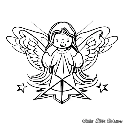 angel with 3 stars in background tattoo design idea