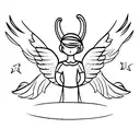 angel with 3 stars in background tattoo design idea