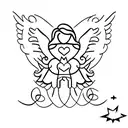 angel with 3 stars in background tattoo design idea