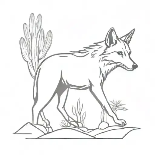 cayote with joshua tree tattoo design idea