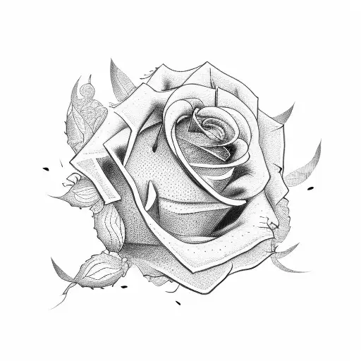 444 com rosas tattoo design idea