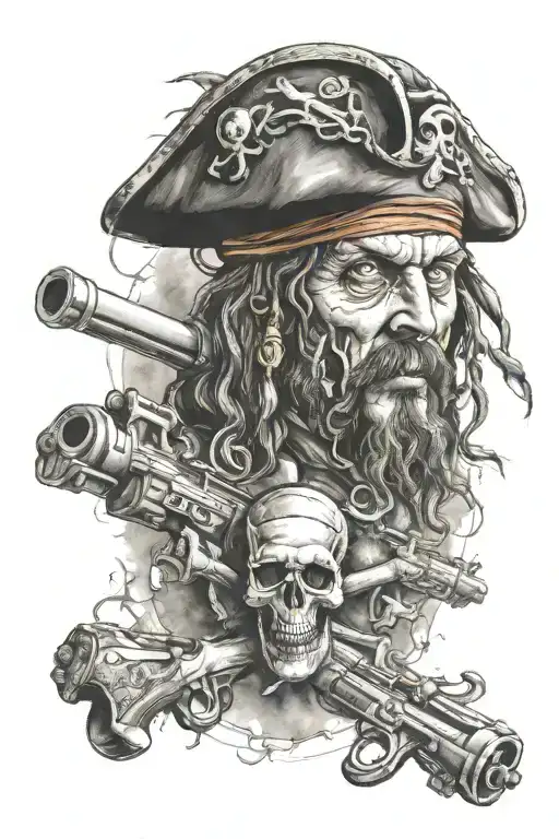 pirate and nuclear fallout tattoo design idea
