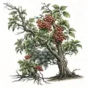 Rowan tree and hawthorn tree intertwined tattoo design idea