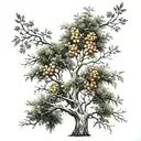 Rowan tree and hawthorn tree intertwined tattoo design idea
