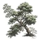 Rowan tree and hawthorn tree intertwined tattoo design idea