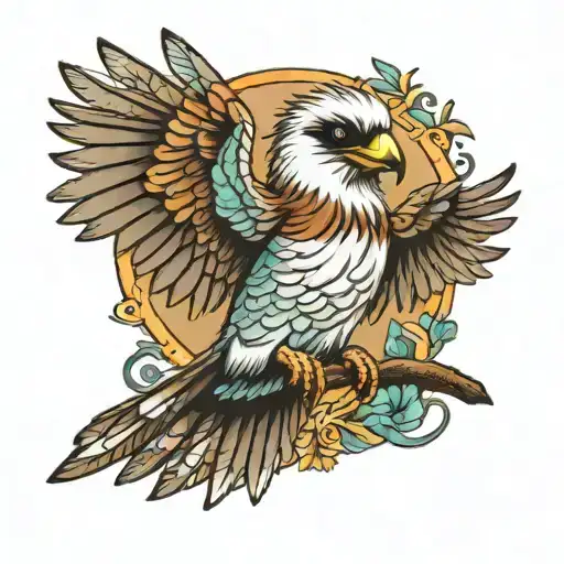 flying kookaburra wings spread tattoo design idea