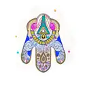 hamsa with color tattoo design idea