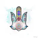 hamsa with color tattoo design idea