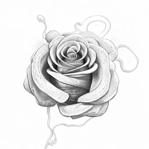 snake flowers roses tattoo design idea