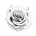 snake flowers roses tattoo design idea