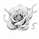 snake flowers roses tattoo design idea