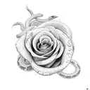 snake flowers roses tattoo design idea