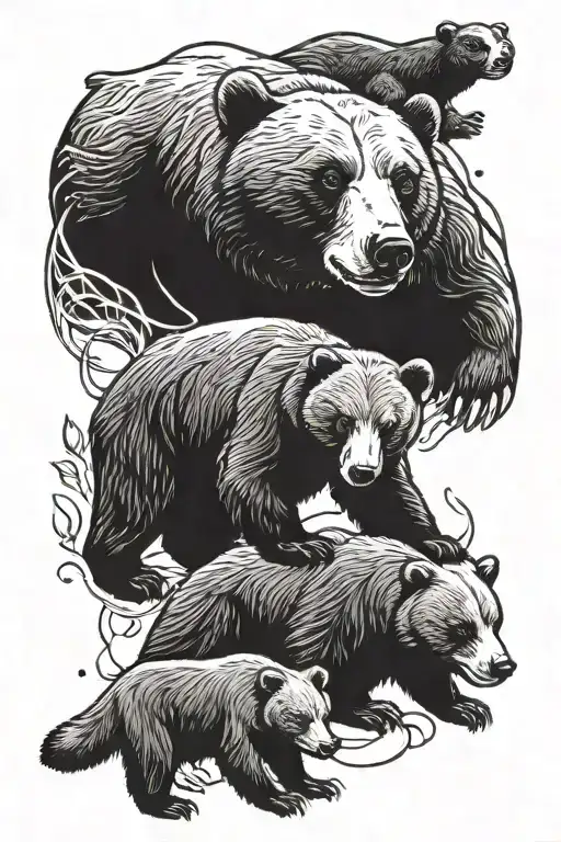 bear and honey badger tattoo design idea