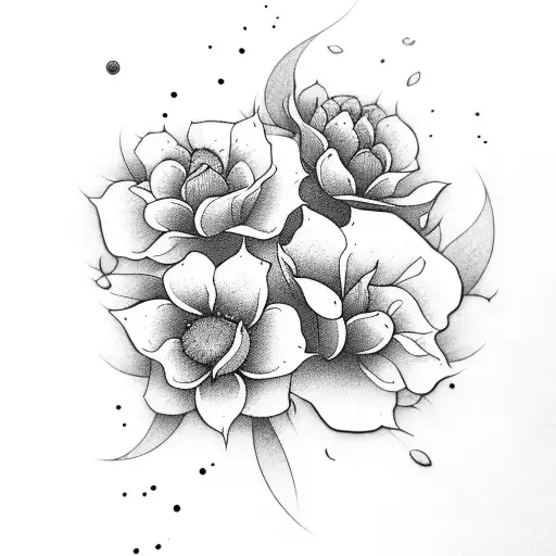 asian flowers black with L shape for cover middle more black tattoo design idea