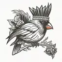 A cardinal wearing a red crown tattoo design idea
