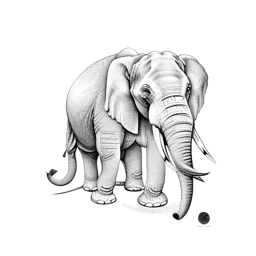 Elephant head with lotus tattoo design idea