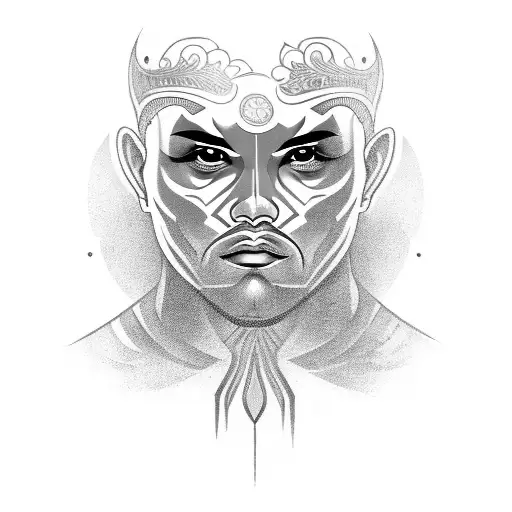 Filipino warrior face without pupils  tattoo design idea
