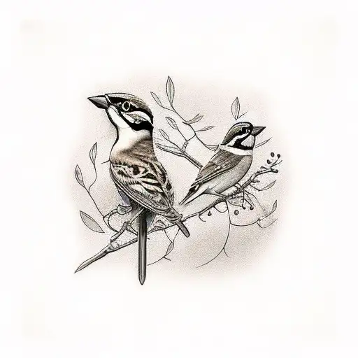 little sparrow and lark in golden cage tattoo design idea