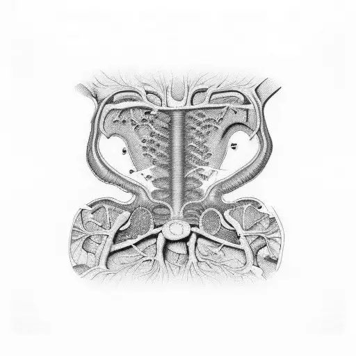Anatomical prostate in the style of Alex grey tattoo design idea