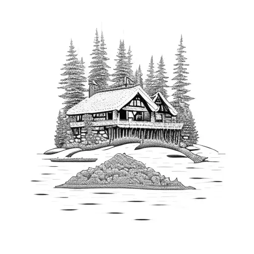 Combine your love for water and your favorite place, the cottage on the lake, with a cozy cottage nestled on its shores  tattoo design idea