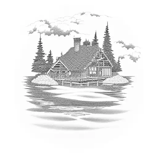 Combine your love for water and your favorite place, the cottage on the lake, with a tattoo of a serene lake landscape with a cozy cottage nestled on its shores. tattoo design idea