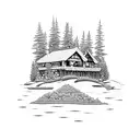 Combine your love for water and your favorite place, the cottage on the lake, with a cozy cottage nestled on its shores  tattoo design idea