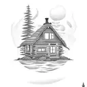 Combine your love for water and your favorite place, the cottage on the lake, with a cozy cottage nestled on its shores  tattoo design idea