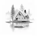 Combine your love for water and your favorite place, the cottage on the lake, with a cozy cottage nestled on its shores  tattoo design idea