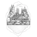 Combine your love for water and your favorite place, the cottage on the lake, with a cozy cottage nestled on its shores  tattoo design idea