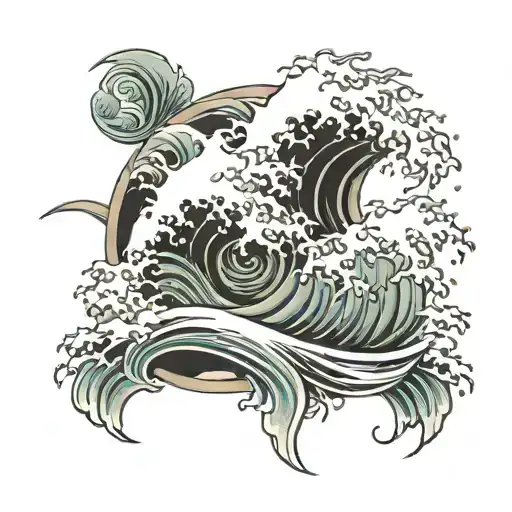 Chinese waves crashing tattoo design idea