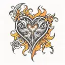 flame heart  tattoo design idea
