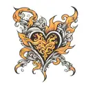 flame heart  tattoo design idea