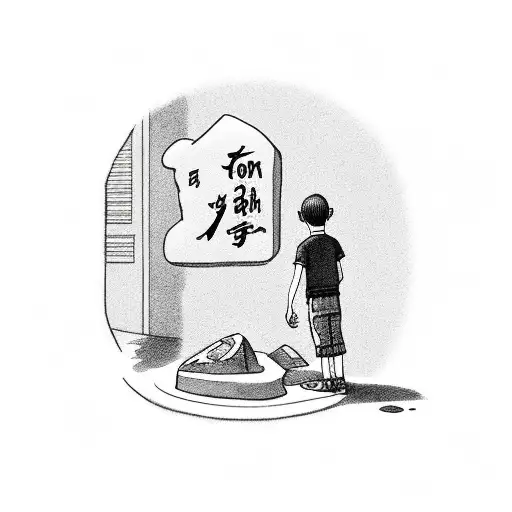 son saying goodbye to father at his stone for the final time tattoo design idea