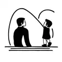 son saying goodbye to father at his stone for the final time tattoo design idea