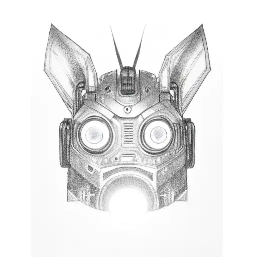 Robotic bat with glowing LED eyes tattoo design idea