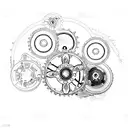 Steampunk-inspired camera with cogwheels and gears tattoo design idea
