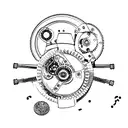 Steampunk-inspired camera with cogwheels and gears tattoo design idea