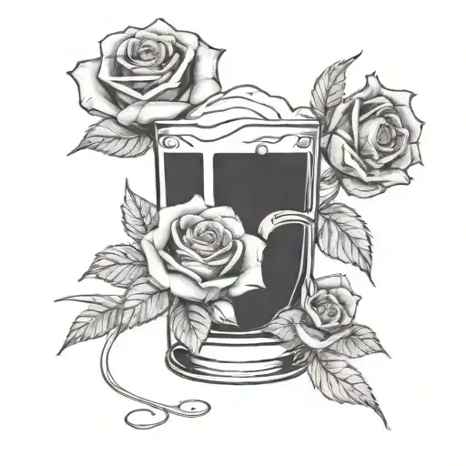 Cocktail Shaker, Roses, Agave  tattoo design idea
